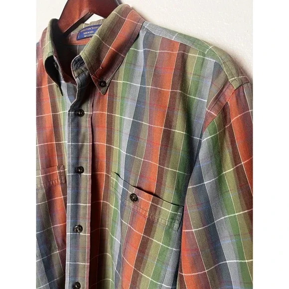 PENDLETON Shirt Men's M Plaid Red Blue Button Down Cotton Expedition - Picture 3 of 9